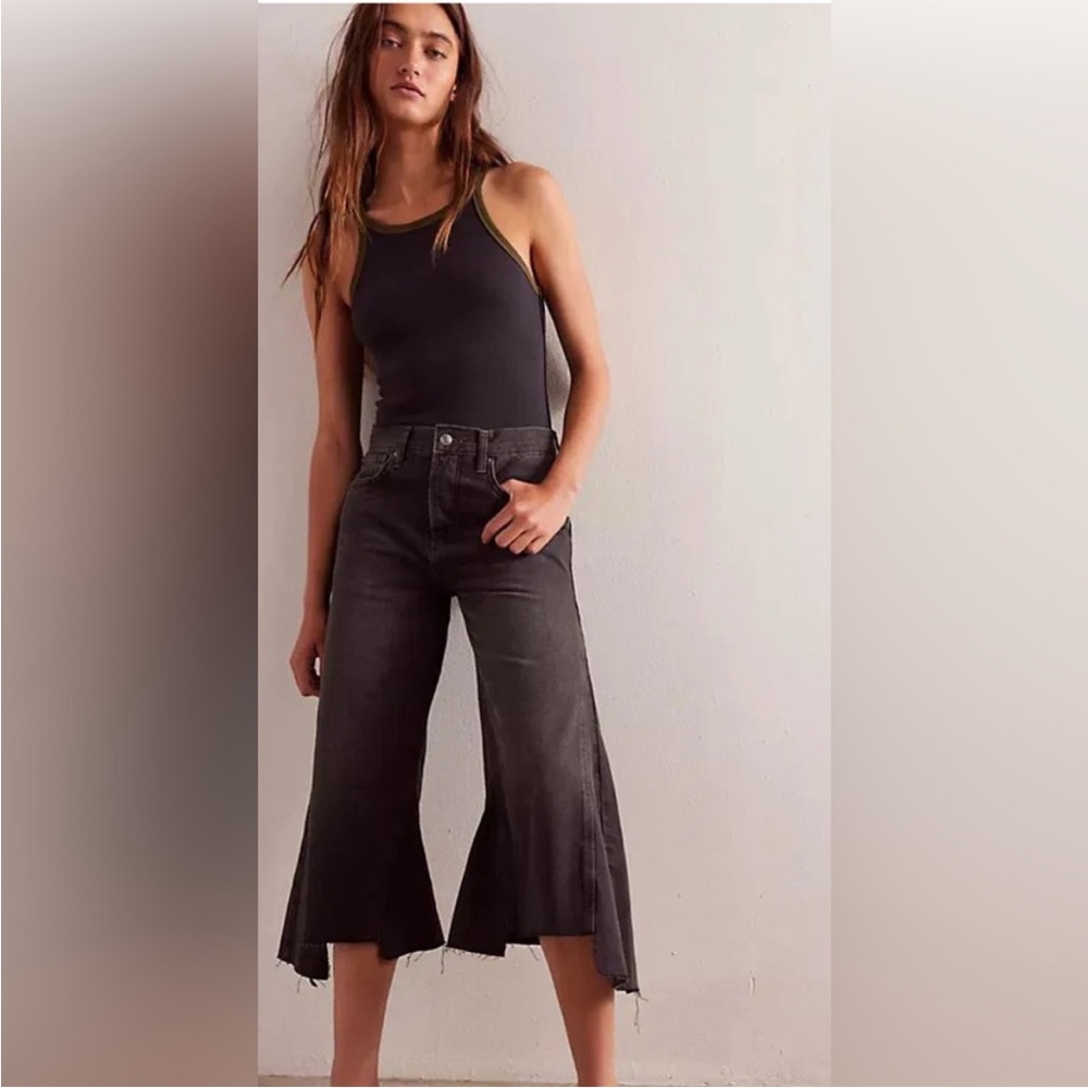 Free People ‘Ripple’ Wide Leg Crop Jeans